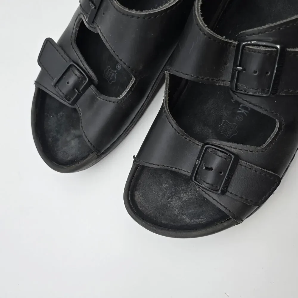 Birkenstock Shoes Mens 12 45 Wide Black Milano Leather Sandals Open Toed Ankle